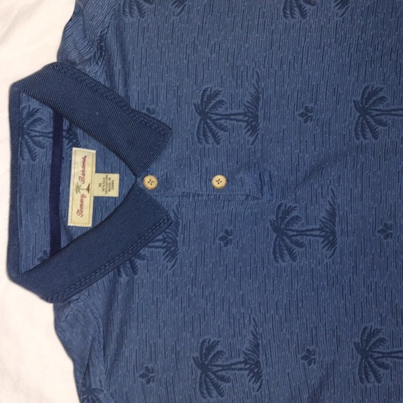 Tommy Bahama Silk XL Blue Short Sleeve Polo Shirt with Palm Tree Design - Picture 2 of 6